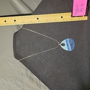 18" silver necklace with blue pendant